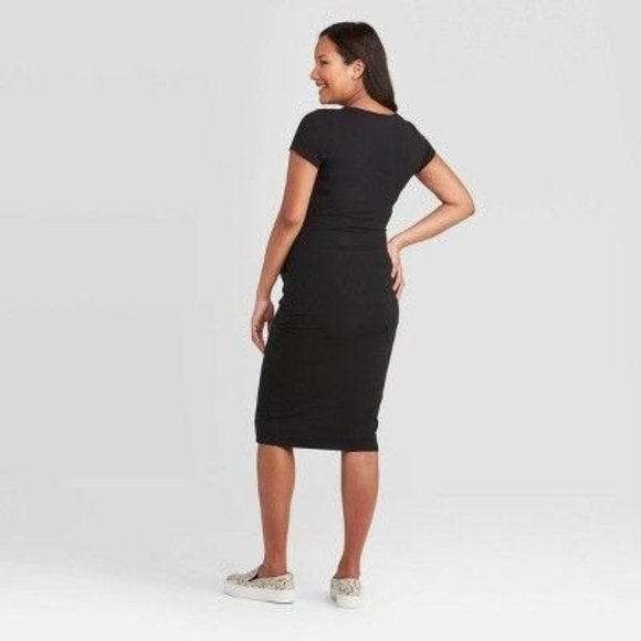 Short Sleeve T-Shirt Maternity Dress - Ingrid & Isabel Dark Black XS - Picture 1 of 7